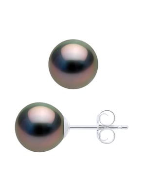Örhängen Vitguld 375 - Äkta odlade Tahitipärlor Halvrund 7,5-8 mm