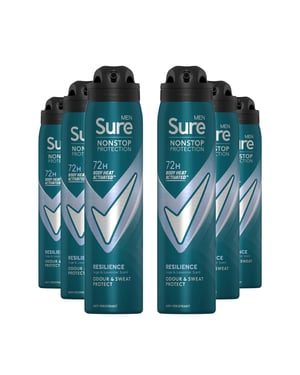 Sure Men Resilience Deodorant Spray with 72H Nonstop Protection 250ml, 6 Pack