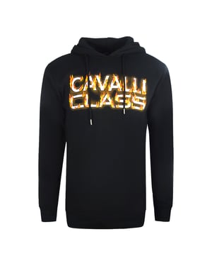 Cavalli Class Fire-logo zwarte hoodie
