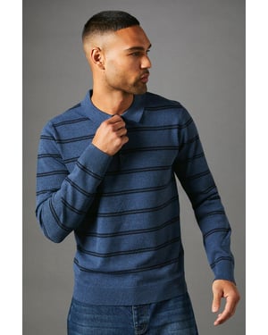 Stripe Long Sleeve Knitted Polo
