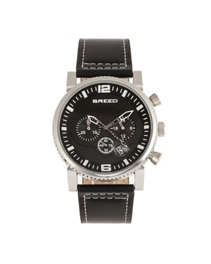 Breed Ryker chronograaf horloge met leren bandje met datum
