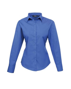 Premier Långärmad blus i poplin för damer/damer (Kunglig blå)
