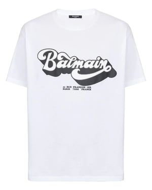 Balmain 70s Logo Print T-Shirt in White