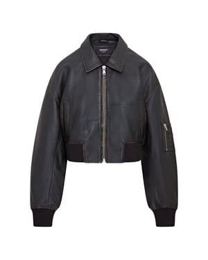 Oversized lederen MA-1 bomberjack voor dames