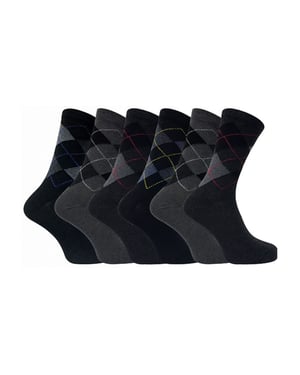 6 pairs mens formal patterned coloured dress cotton socks