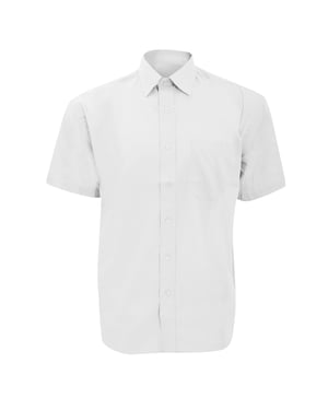 Russell Collectie Heren Korte Mouwen Poly-Katoen Easy Care Poplin Shirt (Wit)