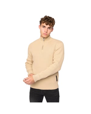 Crosshatch Mens Havaline stickad tröja med kvarts dragkedja (vete)