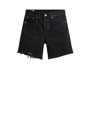 Levi's 501 high waist straight fit short black denim