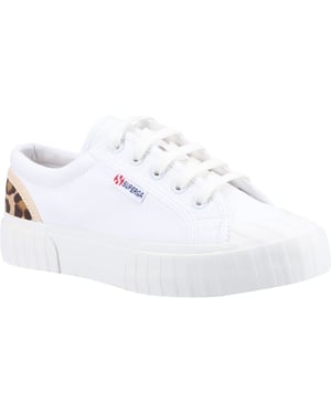 Superga 2630 Stripe Pad Leopard 100% Cotton Women's White/Leopard Trainers