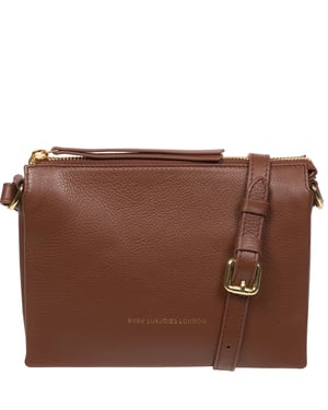 'Niki' Dark Tan Nappa Leather Cross Body Bag