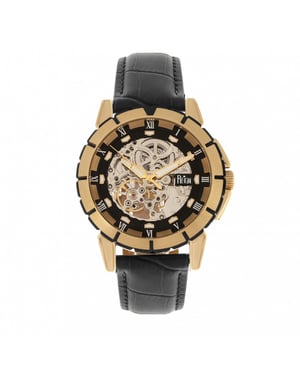 Reign Philippe Automatic Skeleton Leather-Band Watch