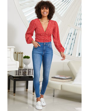Mid Blue Raw Hem Perfect Skinny Jeans