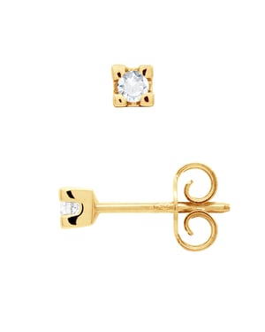 Diamanten oorknopjes 0,10 Cts Yellow Gold