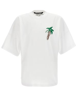 Witte camiseta met palmboom van Palm Angels