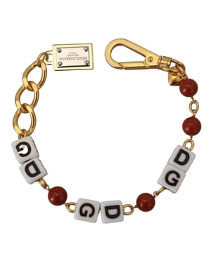 Dolce & Gabbana Gouden Ketting Messing Kralen Kreeftsluiting Logo Vrouwenarmband