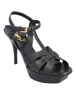 Saint Laurent Tribute Platform Sandalen Zwart