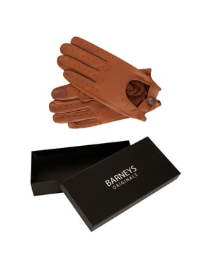 Barneys Originals Gift Boxed Tan Leather Driving Gloves