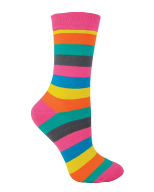 Miss Sparrow - Ladies Bamboo Socks | Novelty Patterned Striped Polka Dot Socks | Breathable Soft | Gifts for Her - Bright Thick Stripe