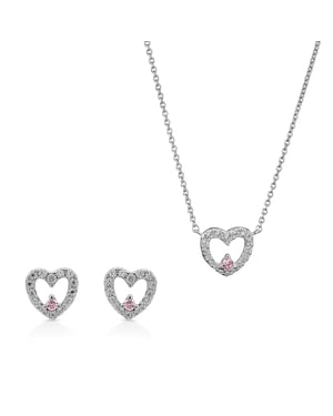 Orphelia 'Marise' Women's 925 Sterling Silver Set: Necklace + Earrings - Silver SET-7488