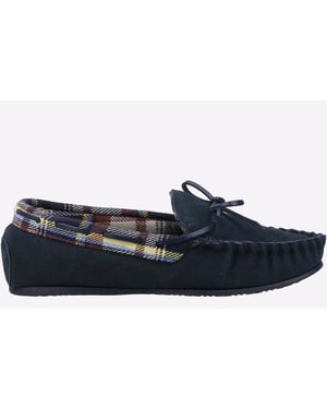 Cotswold Chatsworth Dames Suède Navy Slippers