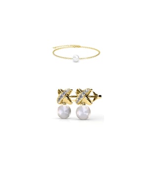 Chris Pearl Crystal Set - Guld och kristall
