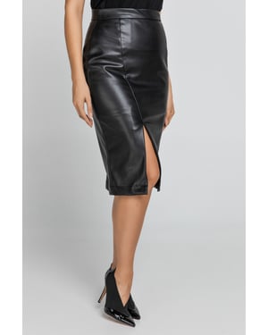 Zwarte leren kokerrok van Conquista Fashion