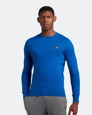 Lyle & Scott katoenen merinotrui met ronde hals in blauw