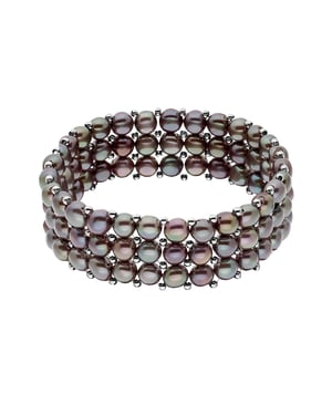 Bracelet 3 Rows of Real Freshwater Pearls 4 mm