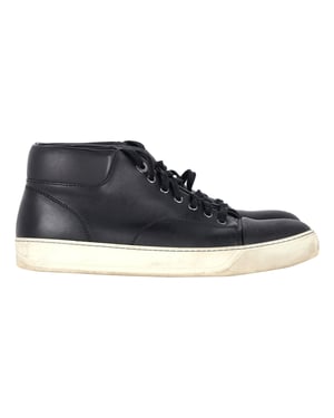 Lanvin Mid-Top Sneakers in Zwart Leer