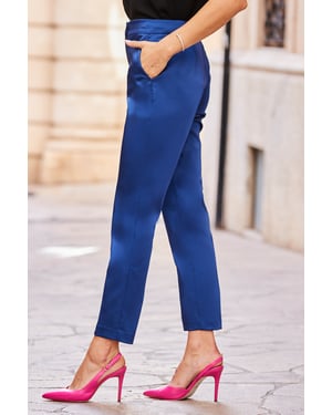 Midnight Blue Premium Satin Tuxedo Trousers