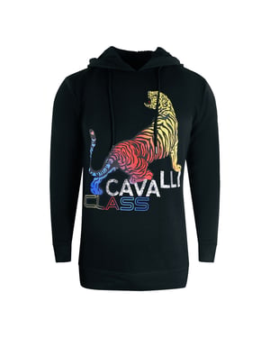 Cavalli Class Bold Tiger Logo Svart Hoodie