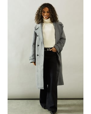 Buckle Detail Double Breasted Coat