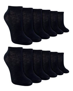 12 Paar Multipack Kinder Bamboe Trainer Sokken | Jongens Liner Sokken Ankle Wit - Zwart