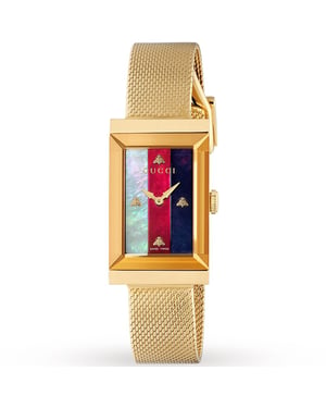 Gucci YA147410 G-Frame 34mm Geelgoud dameshorloge