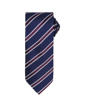 Premier Mens Stripe Waffle Tie (Navy/Aubergine)