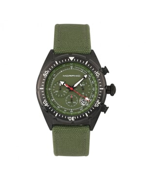 Morphic M53-serie chronograaf vezelgeweven lederen band horloge met datum