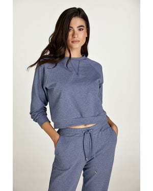 Crop Indigo Melange Sweatshirt