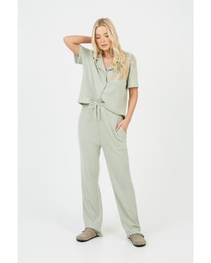Pale Green 'Winnen' Waffle Button Shirt & Trouser Co Ord