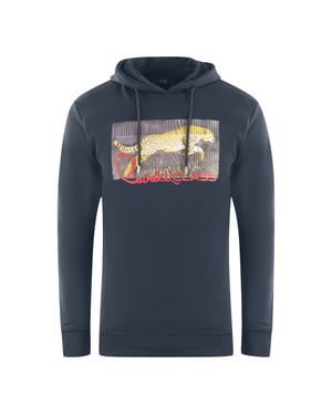Cavalli Class Sprinting Leopard Logo Navy Blue Hoodie