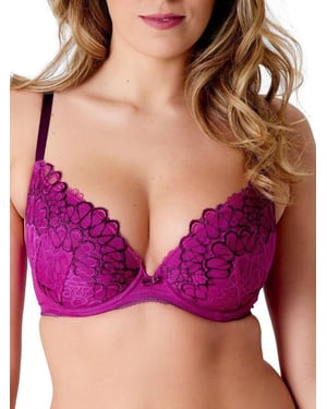Swirl Padded Plunge Bra Raspberry