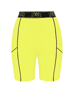 Nicce Stretch Logo Zwart/Neon Geel Dames Carbon Korte Broek 201 2 06 03 0180