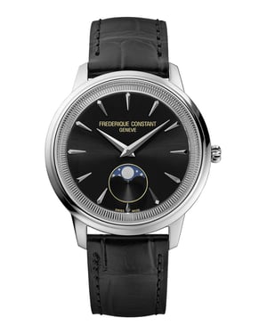 Frédérique Constant Moneta Maanfase Uniseks Zwarte Horloge FC-206B3S6