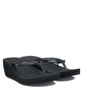 Women's Havaianas High Metal Grega Flip Flops in Black