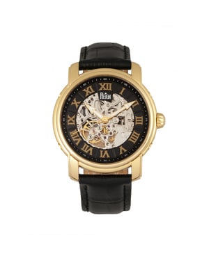 Reign Kahn Automatic Skeleton Leather-Band Watch