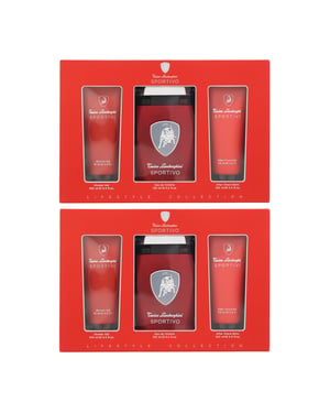 Lamborghini Sportivo Eau De Toilette 125ml, Shower Gel + Aftershave Balm Set x 2
