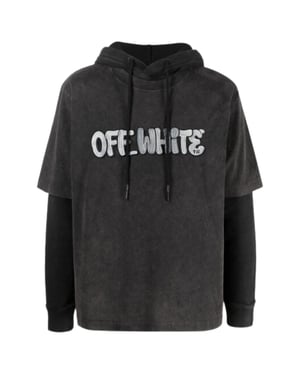 Off-White GM Vintage grå huvtröja med dubbelärm