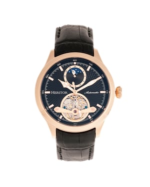 Heritor Automatische Gregory Semi-Skelet Leather-Band Horloge