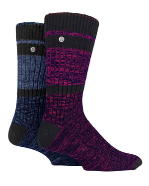 Mens Cotton Dress Socks | Jeep | Midweight Knit Spirit Socks, Casual Ribbed Pattern Everyday Socks - Petrol / Purple