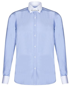 Heren club kraag blauw shirt jaren 1920 Peaky Blinders met Bar Poplin Pin Smart