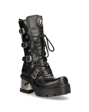 New Rock Women’s Leather Gothic Mid-Calf Boots-373-S33